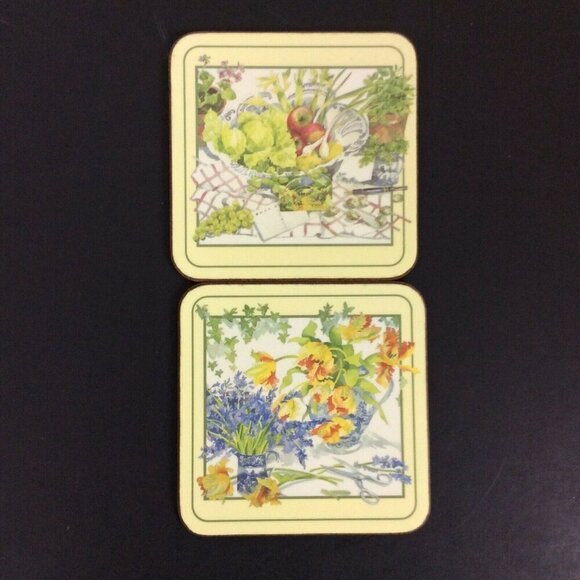 Pimpernel 6 Coasters Salad Days 9410 Cork Backed England with Box - Picture 4 of 7
